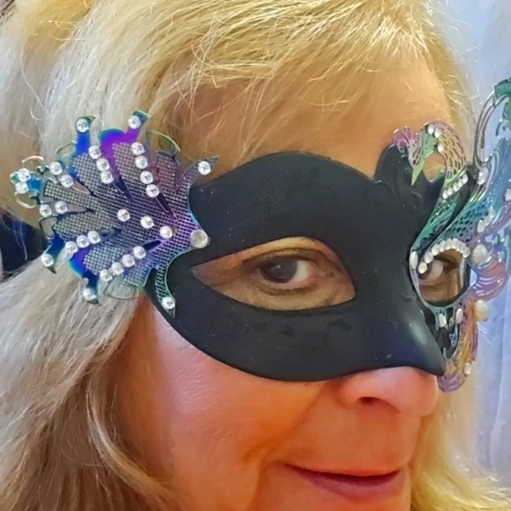Mask Black Purple Stones Beautiful Piece For Halloween Irradescent Colors
